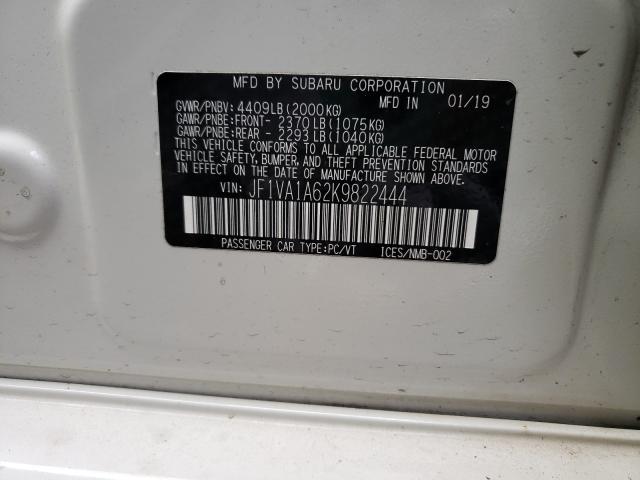 2019 SUBARU WRX JF1VA1A62K9822444