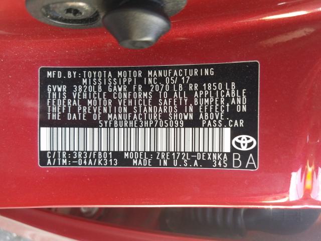 2017 TOYOTA COROLLA L - 5YFBURHE3HP705099