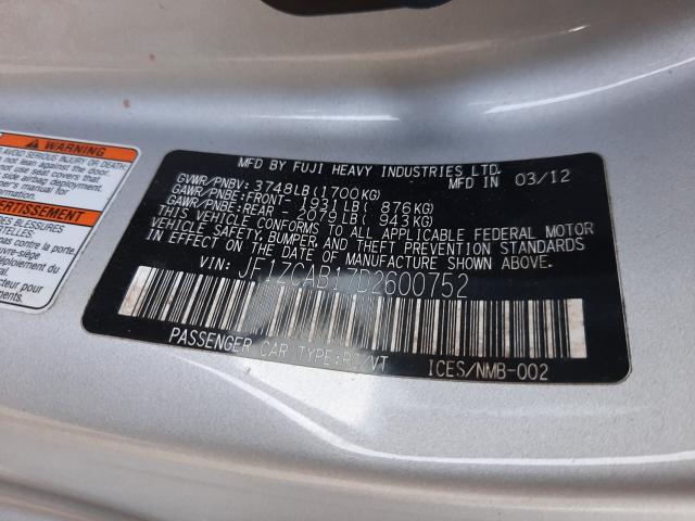 2013 SUBARU BRZ 2.0 PR JF1ZCAB17D2600752