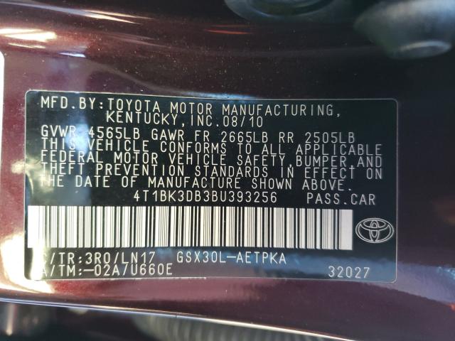 2011 TOYOTA AVALON BAS 4T1BK3DB3BU393256
