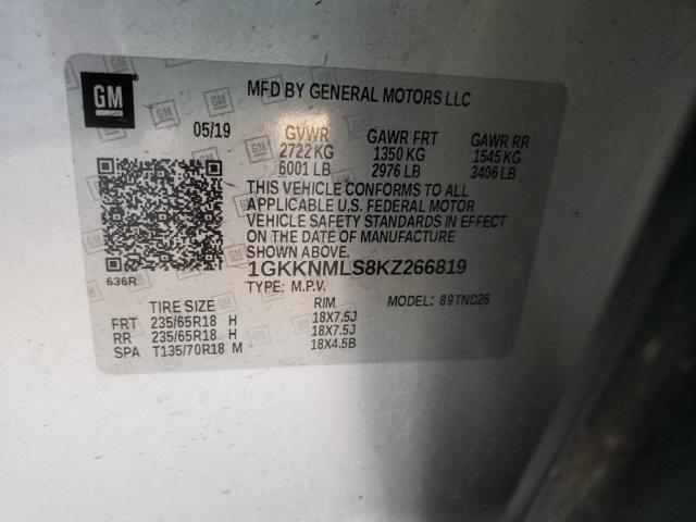 2019 GMC ACADIA SLT 1GKKNMLS8KZ266819