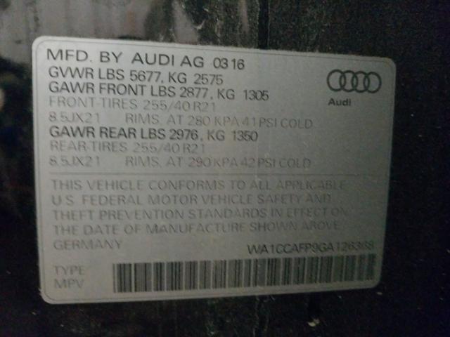 2016 AUDI SQ5 PREMIU WA1CCAFP9GA126368