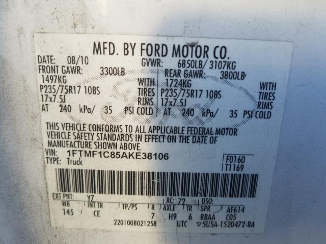 2010 FORD F150 - 1FTMF1C85AKE38106