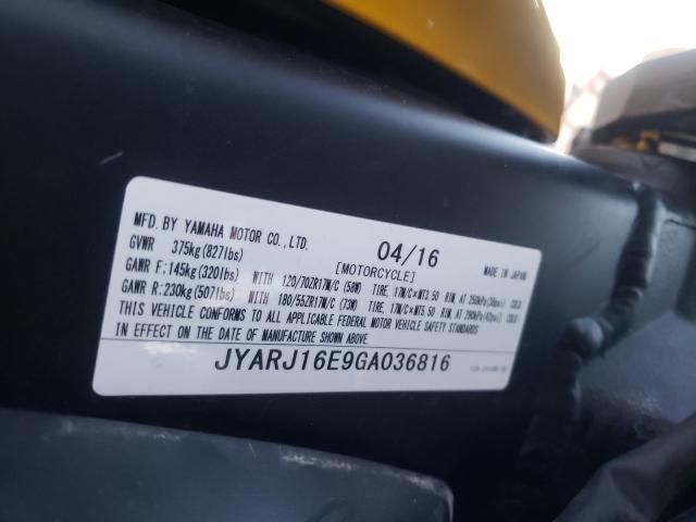 2016 YAMAHA YZFR6 JYARJ16E9GA036816