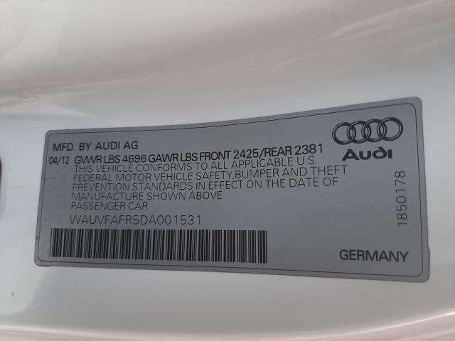 2013 AUDI A5 PRESTIG WAUVFAFR5DA001531