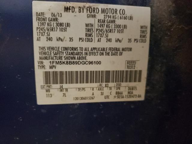 2013 FORD EXPLORER 1FM5K8B89DGC96100