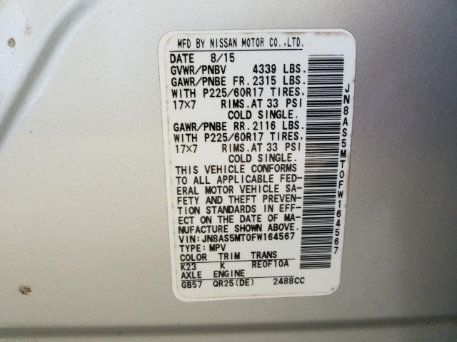 2015 NISSAN ROGUE SELE JN8AS5MT0FW164567