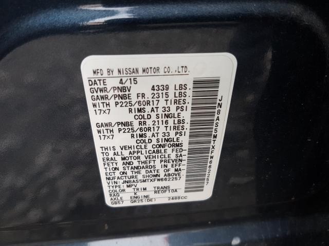 2015 NISSAN ROGUE SELE JN8AS5MTXFW662257