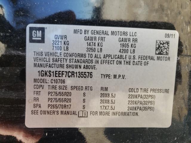 2012 GMC YUKON DENA 1GKS1EEF7CR135576