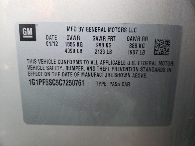 2012 CHEVROLET CRUZE LT 1G1PF5SC5C7250761