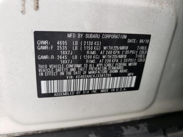 2018 SUBARU OUTBACK 2. 4S4BSANC6J3381795