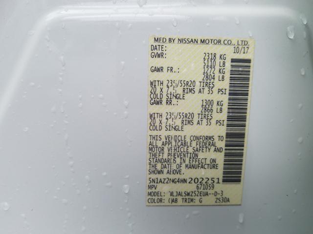 2017 NISSAN MURANO S 5N1AZ2MG4HN202251