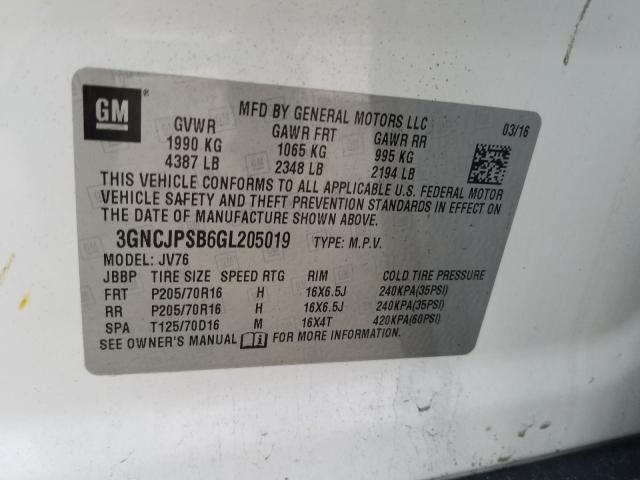 2016 CHEVROLET TRAX 1LT 3GNCJPSB6GL205019