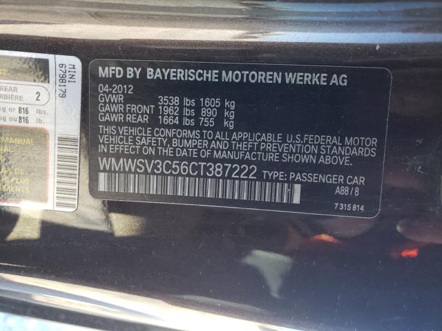 2012 MINI COOPER S WMWSV3C56CT387222