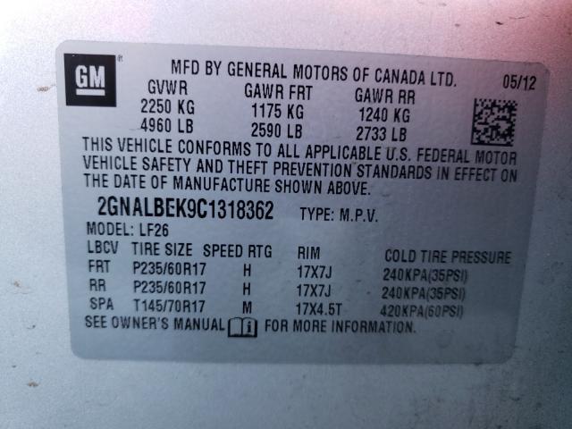2012 CHEVROLET EQUINOX LS 2GNALBEK9C1318362