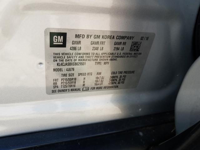 2016 BUICK ENCORE KL4CJASBXGB629501