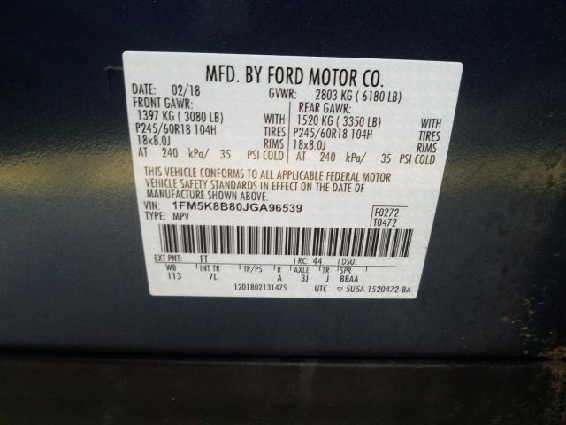 2018 FORD EXPLORER 1FM5K8B80JGA96539