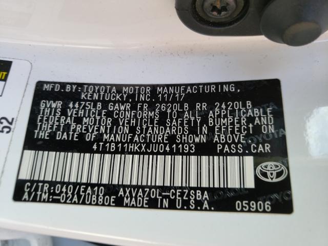 2018 TOYOTA CAMRY 4T1B11HKXJU041193