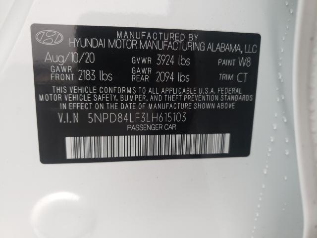 2020 HYUNDAI ELANTRA SE 5NPD84LF3LH615103