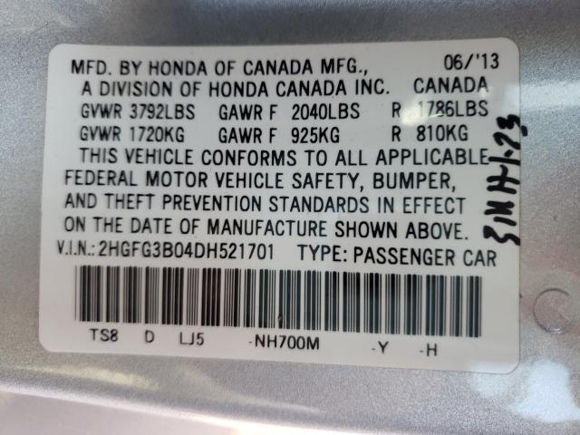 2013 HONDA CIVIC EXL 2HGFG3B04DH521701