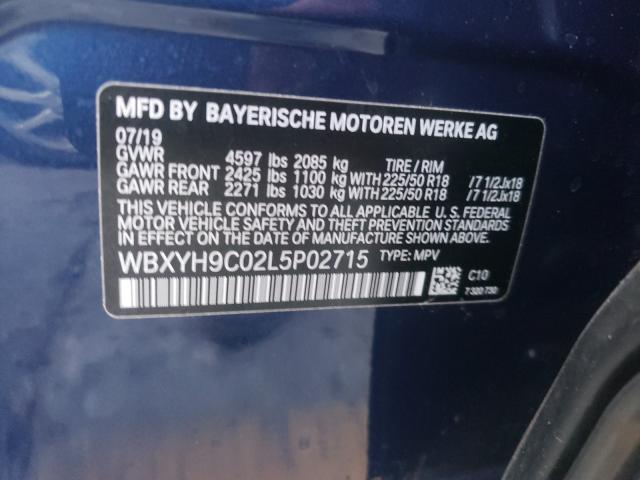 VIN WBXYH9C02L5P02715 2020 BMW X2, Sdrive28I no.10