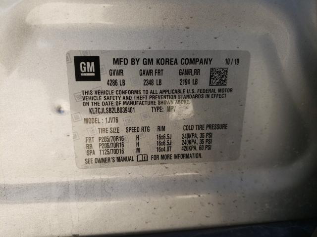 2020 CHEVROLET TRAX 1LT KL7CJLSB2LB039401