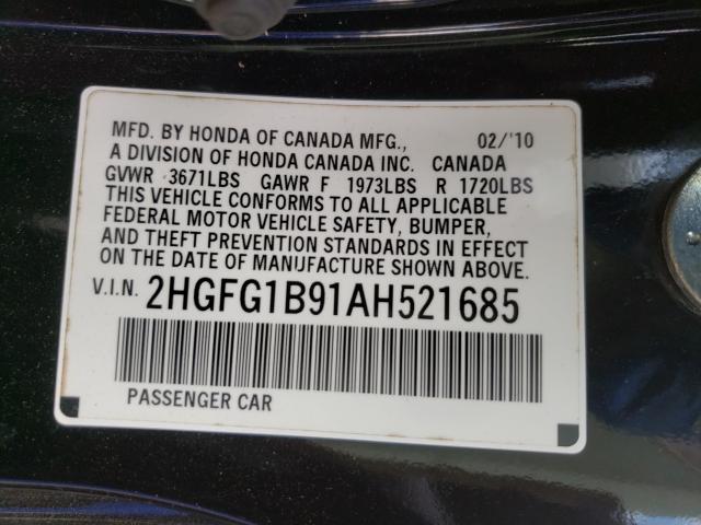 2010 HONDA CIVIC 2HGFG1B91AH521685