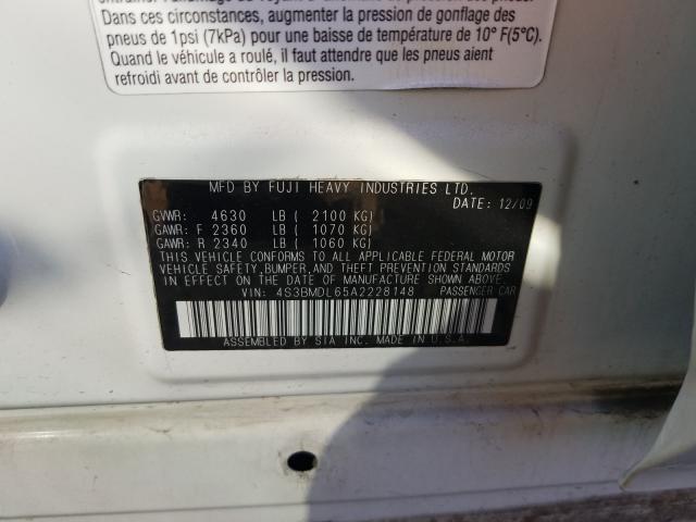2010 SUBARU LEGACY 3.6 4S3BMDL65A2228148