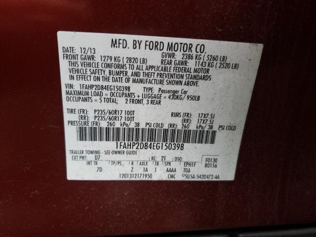 2014 FORD TAURUS SE 1FAHP2D84EG150398