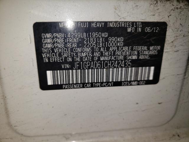 2012 SUBARU IMPREZA PR JF1GPAD61CH242435