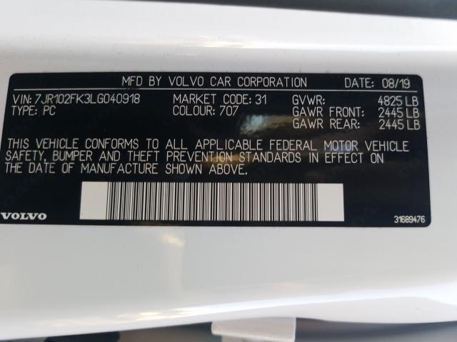 2020 VOLVO S60 T5 MOM 7JR102FK3LG040918