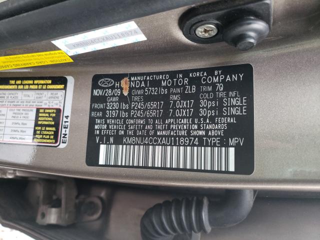 2010 HYUNDAI VERACRUZ G KM8NU4CCXAU118974