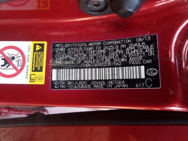 2013 LEXUS ES 350 JTHBK1GGXD2081562