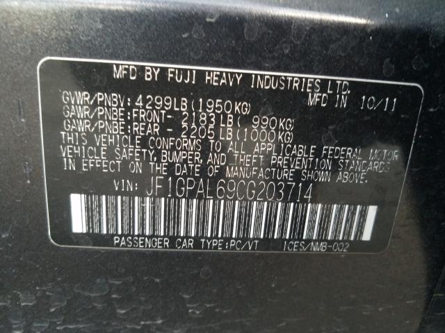 2012 SUBARU IMPREZA SP JF1GPAL69CG203714