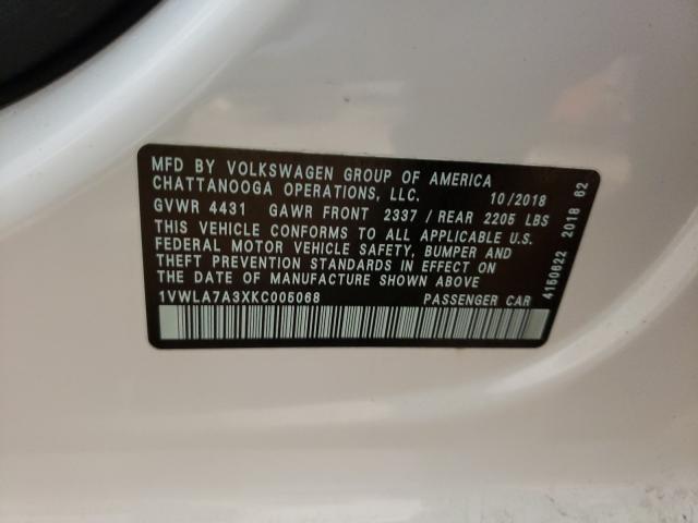 2019 VOLKSWAGEN PASSAT WOL 1VWLA7A3XKC005068