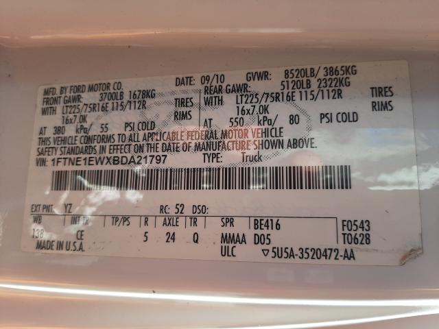 2011 FORD ECONOLINE 1FTNE1EWXBDA21797