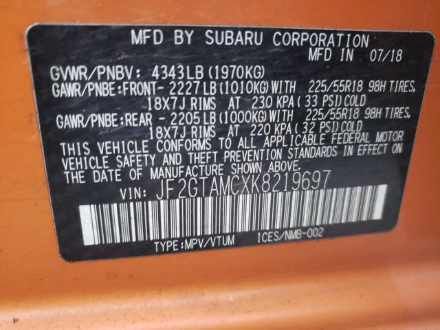 2019 SUBARU CROSSTREK JF2GTAMCXK8219697