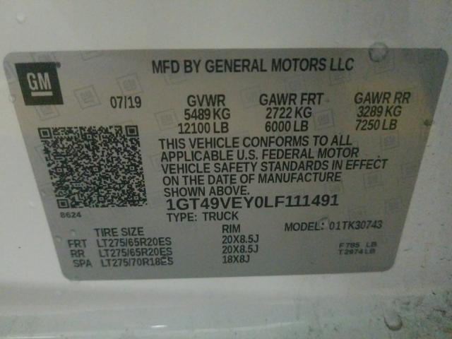 2020 GMC SIERRA K35 1GT49VEY0LF111491