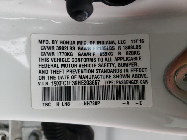 2017 HONDA CIVIC EX 19XFC1F39HE203657