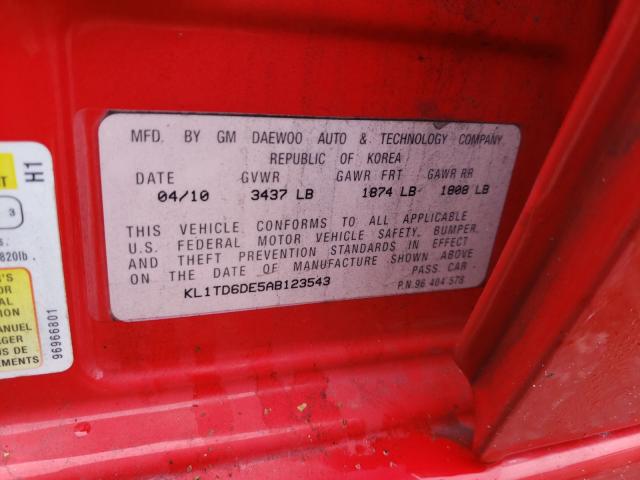 2010 CHEVROLET AVEO LS KL1TD6DE5AB123543