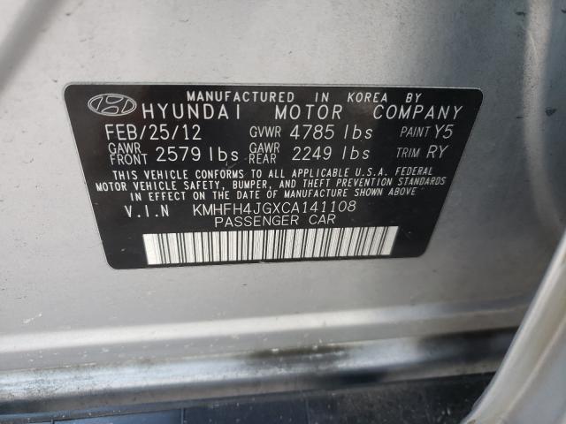 2012 HYUNDAI AZERA GLS KMHFH4JGXCA141108