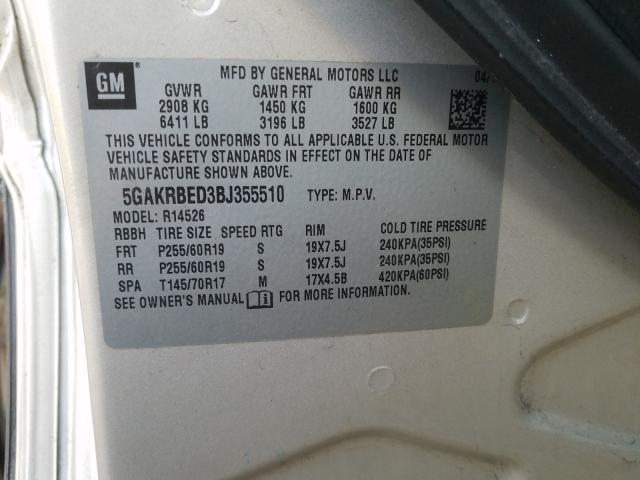 2011 BUICK ENCLAVE CX 5GAKRBED3BJ355510