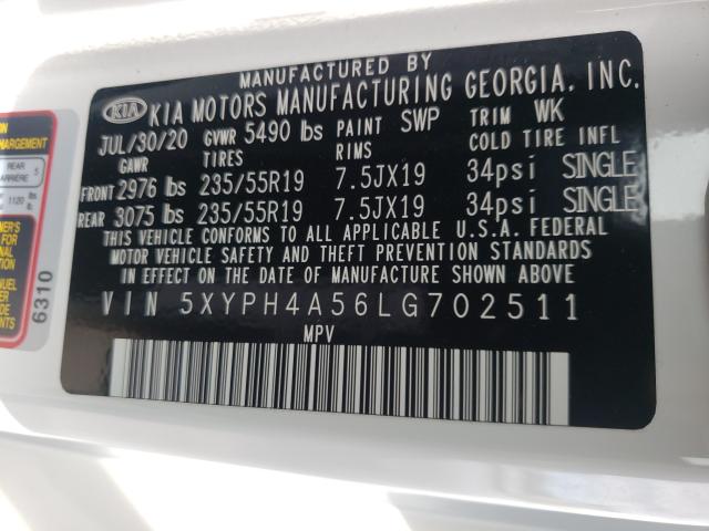 2020 KIA SORENTO EX 5XYPH4A56LG702511