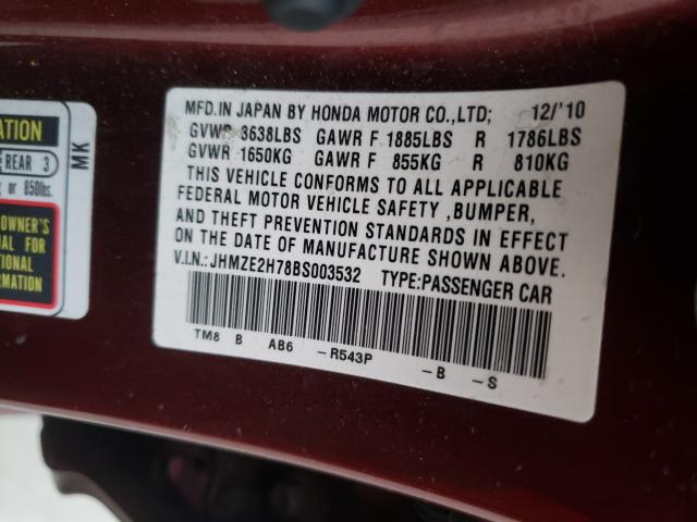 2011 HONDA INSIGHT EX JHMZE2H78BS003532
