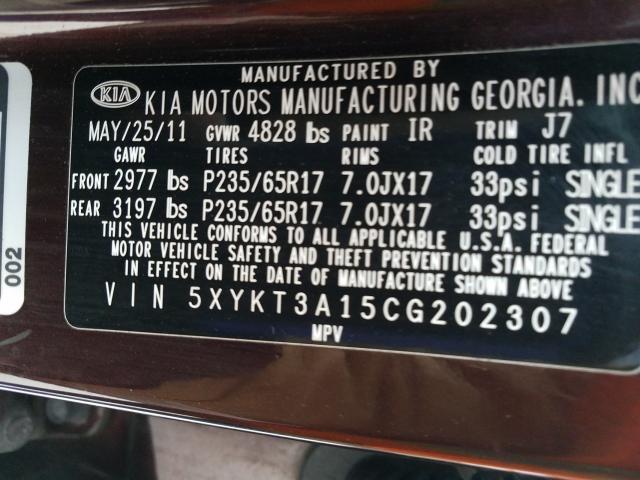 2012 KIA SORENTO BA 5XYKT3A15CG202307