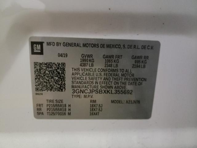 2019 CHEVROLET TRAX 1LT 3GNCJPSBXKL355692