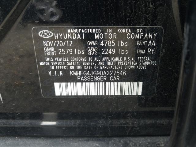 2013 HYUNDAI AZERA KMHFG4JG9DA227546