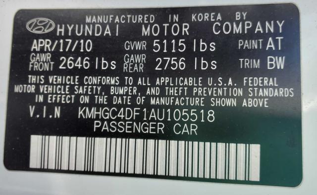2010 HYUNDAI GENESIS 4. KMHGC4DF1AU105518