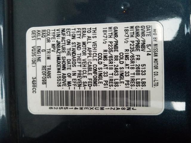 2014 NISSAN MURANO S JN8AZ1MUXEW415526