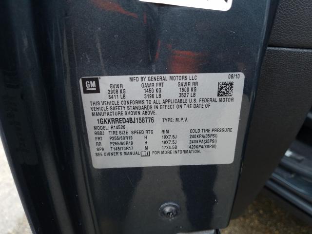 2011 GMC ACADIA SLT 1GKKRRED4BJ158776